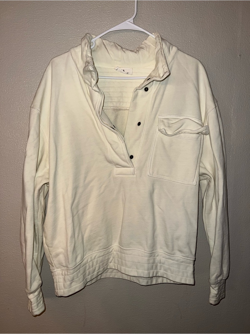 Small Women's Cream Pullover Snap-Front Top